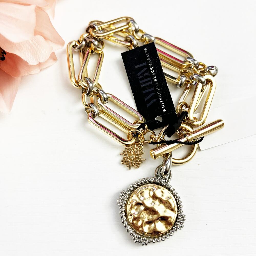 NEW White House Black Market WHBM Mixed-Metal Coin Bracelet